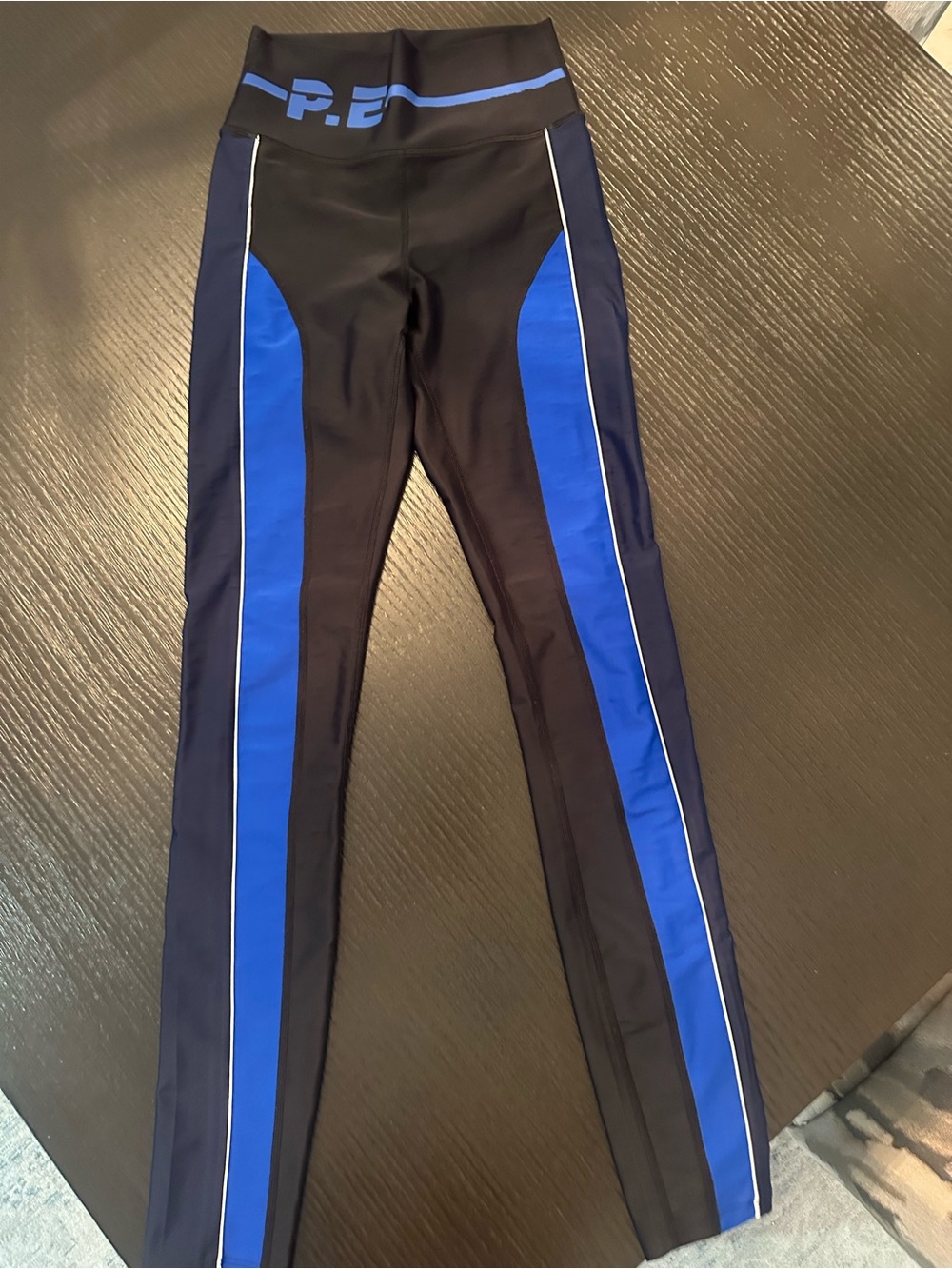 Black Leggings with Royal Blue Side Panels